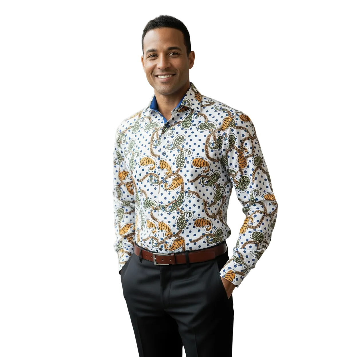Mens Sports Dress Shirts By AXXESS From Turkey 100% Egyptian Cotton 622-04 White