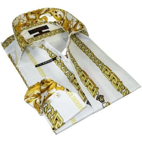 Mens Sports Dress Shirts By AXXESS From Turkey 100% Egyptian Cotton 622 - 35 White - J.Valintin Men's Wear Legend - 26132