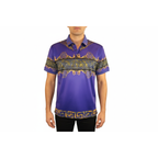 Men's Sports Polo Shirt Barocco Fashion Printed Short Sleeves Soft BSP612 Indigo
