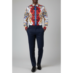 Men's Sports Shirt By Barocco Fashion Printed Long Sleeves Soft Feel EFS78 Multi