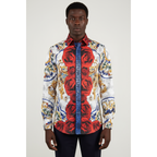 Men's Sports Shirt By Barocco Fashion Printed Long Sleeves Soft Feel EFS78 Multi