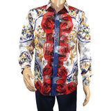 Men's Sports Shirt By Barocco Fashion Printed Long Sleeves Soft Feel EFS78 Multi - J.Valintin Men's Wear Legend - 99438