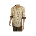 Mens Sports Shirt by DE - NIKO Long Sleeves Fashion Prints Soft Modal NK600 Khaki - J.Valintin Men's Wear Legend - 99407
