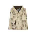 Mens Sports Shirt by DE - NIKO Long Sleeves Fashion Prints Soft Modal NK600 Khaki - J.Valintin Men's Wear Legend - 99407