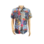 Men's Sports Shirt by MIZUMI Medallion Floral Printed Short Sleeves M647 Blue - J.Valintin Men's Wear Legend - 99154