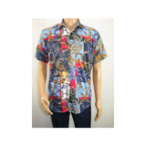 Men's Sports Shirt by MIZUMI Medallion Floral Printed Short Sleeves M647 Blue - J.Valintin Men's Wear Legend - 99154