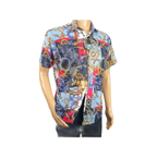 Men's Sports Shirt by MIZUMI Medallion Floral Printed Short Sleeves M647 Blue - J.Valintin Men's Wear Legend - 99154