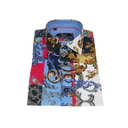 Men's Sports Shirt by MIZUMI Medallion Floral Printed Short Sleeves M647 Blue - J.Valintin Men's Wear Legend - 99154