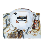 Men's Sports Shirt by MIZUMI Medallion Floral Printed Short Sleeves M648 White - J.Valintin Men's Wear Legend - 99146