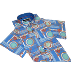 Men's Sports Shirt by MIZUMI Medallion Printed Soft Feel Short Sleeves M646 Blue - J.Valintin Men's Wear Legend - 99150