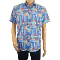 Men's Sports Shirt by MIZUMI Medallion Printed Soft Feel Short Sleeves M646 Blue - J.Valintin Men's Wear Legend - 99150