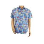 Men's Sports Shirt by MIZUMI Medallion Printed Soft Feel Short Sleeves M646 Blue - J.Valintin Men's Wear Legend - 99150