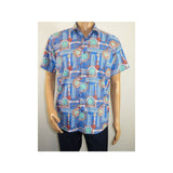 Men's Sports Shirt by MIZUMI Medallion Printed Soft Feel Short Sleeves M646 Blue - J.Valintin Men's Wear Legend - 99150