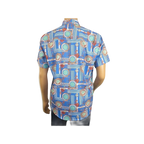 Men's Sports Shirt by MIZUMI Medallion Printed Soft Feel Short Sleeves M646 Blue - J.Valintin Men's Wear Legend - 99150