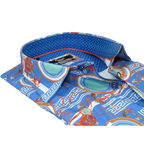 Men's Sports Shirt by MIZUMI Medallion Printed Soft Feel Short Sleeves M646 Blue - J.Valintin Men's Wear Legend - 99150