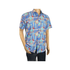 Men's Sports Shirt by MIZUMI Medallion Printed Soft Feel Short Sleeves M646 Blue - J.Valintin Men's Wear Legend - 99150