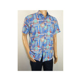 Men's Sports Shirt by MIZUMI Medallion Printed Soft Feel Short Sleeves M646 Blue - J.Valintin Men's Wear Legend - 99150