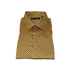 Men's Sports Shirt By Moderno Checker Fancy Long Sleeves MJLS - 890 Gold - J.Valintin Men's Wear Legend - MJLS - 890 Gold - M