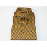 Men's Sports Shirt By Moderno Checker Fancy Long Sleeves MJLS - 890 Gold - J.Valintin Men's Wear Legend - MJLS - 890 Gold - M