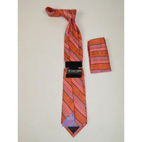 Men's Stacy Adams Business Tie Hankie Set 2 piece Hand finish St35 Pink orange - J.Valintin Men's Wear Legend - 18805