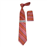 Men's Stacy Adams Business Tie Hankie Set 2 piece Hand finish St35 Pink orange - J.Valintin Men's Wear Legend - 18805