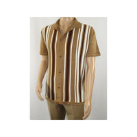 Mens Stacy Adams Italian Style Knit Woven Shirt Short Sleeves 3109 Cafe Brown - J.Valintin Men's Wear Legend - 94918