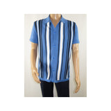 Mens Stacy Adams Italian Style Knit Woven Shirt Short Sleeves 3109 Denim Blue - J.Valintin Men's Wear Legend - 94924