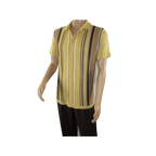 Mens Stacy Adams Italian Style Knit Woven Shirt Short Sleeves 3112 Honey Beige - J.Valintin Men's Wear Legend - 94882