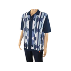 Mens Stacy Adams Italian Style Knit Woven Shirt Short Sleeves 3117 Navy Blue - J.Valintin Men's Wear Legend - 94966