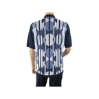 Mens Stacy Adams Italian Style Knit Woven Shirt Short Sleeves 3117 Navy Blue - J.Valintin Men's Wear Legend - 94966