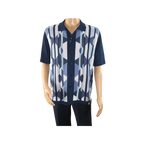 Mens Stacy Adams Italian Style Knit Woven Shirt Short Sleeves 3117 Navy Blue - J.Valintin Men's Wear Legend - 94966