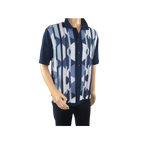 Mens Stacy Adams Italian Style Knit Woven Shirt Short Sleeves 3117 Navy Blue - J.Valintin Men's Wear Legend - 94966
