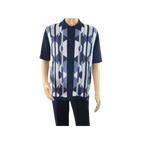 Mens Stacy Adams Italian Style Knit Woven Shirt Short Sleeves 3117 Navy Blue - J.Valintin Men's Wear Legend - 94966
