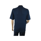 Mens Stacy Adams Italian Style Knit Woven Shirt Short Sleeves 3118 Navy Blue - J.Valintin Men's Wear Legend - 94858