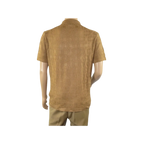 Mens Stacy Adams Italian Style Knit Woven Shirt Short Sleeves 3128 Cafe Brown - J.Valintin Men's Wear Legend - 94894