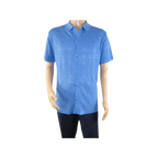 Mens Stacy Adams Italian Style Knit Woven Shirt Short Sleeves 3128 Denim Blue - J.Valintin Men's Wear Legend - 94900
