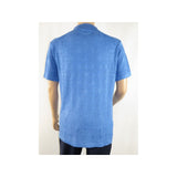 Mens Stacy Adams Italian Style Knit Woven Shirt Short Sleeves 3128 Denim Blue - J.Valintin Men's Wear Legend - 94900