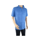 Mens Stacy Adams Italian Style Knit Woven Shirt Short Sleeves 3128 Denim Blue - J.Valintin Men's Wear Legend - 94900