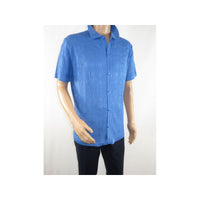 Mens Stacy Adams Italian Style Knit Woven Shirt Short Sleeves 3128 Denim Blue - J.Valintin Men's Wear Legend - 94900