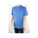 Mens Stacy Adams Italian Style Knit Woven Shirt Short Sleeves 3128 Denim Blue - J.Valintin Men's Wear Legend - 94900