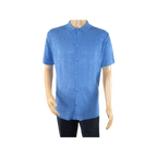 Mens Stacy Adams Italian Style Knit Woven Shirt Short Sleeves 3128 Denim Blue - J.Valintin Men's Wear Legend - 94900