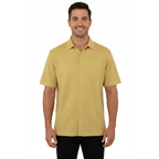 Mens Stacy Adams Italian Style Knit Woven Shirt Short Sleeves 3128 Honey Beige