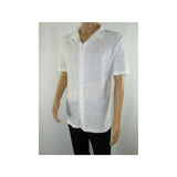 Mens Stacy Adams Italian Style Knit Woven Shirt Short Sleeves 3128 Pure White - J.Valintin Men's Wear Legend - 94912