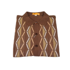 Mens Stacy Adams Italian Style Knit Woven Shirt Short Sleeves 71027 Brown - J.Valintin Men's Wear Legend - 71027 - Brown - M