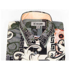 Mens Stacy Adams Medallion Lion Print Sports Shirt Stage Singer 4951 Gray Multi - J.Valintin Men's Wear Legend - 97801