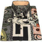 Mens Stacy Adams Medallion Lion Print Sports Shirt Stage Singer 4951 Gray Multi - J.Valintin Men's Wear Legend - 97801