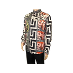 Mens Stacy Adams Medallion Lion Print Sports Shirt Stage Singer 4951 Gray Multi - J.Valintin Men's Wear Legend - 97801