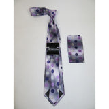 Men's Stacy Adams Necktie and Hankie Set Fancy Design Silky Look SAT11 Purple - J.Valintin Men's Wear Legend - sat11