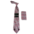 Men's Stacy Adams Necktie and Hankie Set Fancy Design Silky Look SAT15 Pink - J.Valintin Men's Wear Legend - sat15