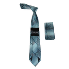 Men's Stacy Adams Necktie and Hankie Set Fancy Design Silky Look SAT27 Teal - J.Valintin Men's Wear Legend - sat27